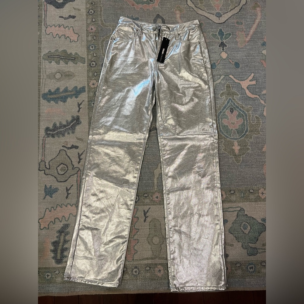 Fashion Nova Silver Straight Leg Jeans